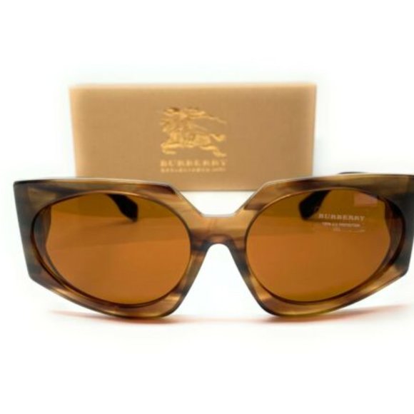 Burberry Women\'s Striped Brown Oval Sunglasses!